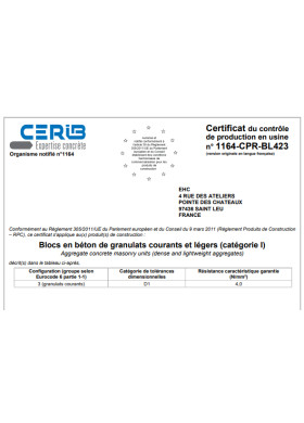 CERTIFICATION CE - BLOCS