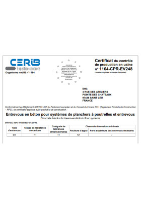 CERTIFICATION CE - ENTREVOUS